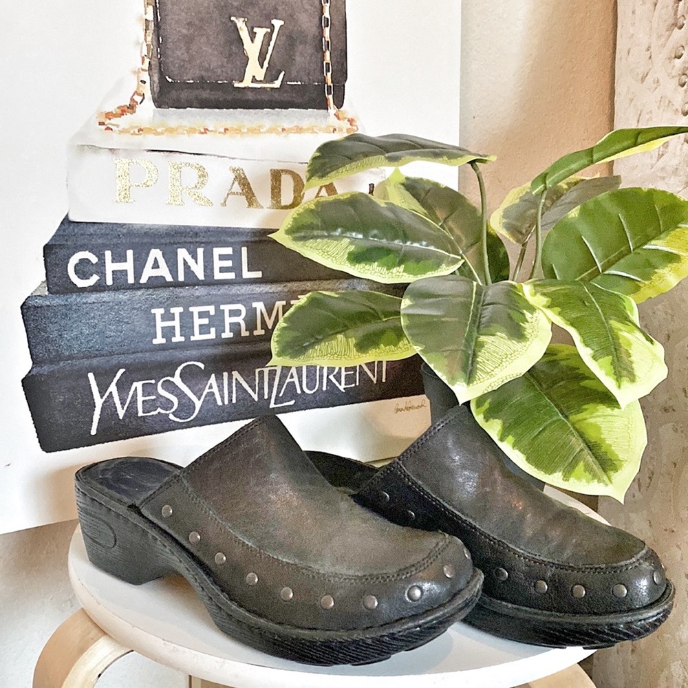 🖤BORN leather Clogs Shoes Black 🖤SIZE 9